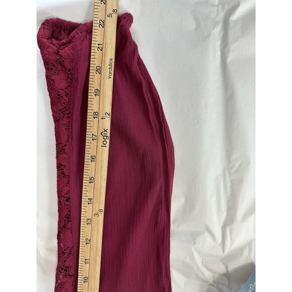 Passports Women’s Top Sz M Baby Doll Peasant Boho Lace Up Tie Neckline - Picture 13 of 14